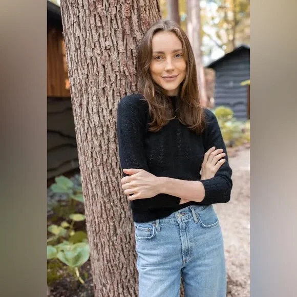 Marea Black Pointelle Sweater - Picture 1 of 8